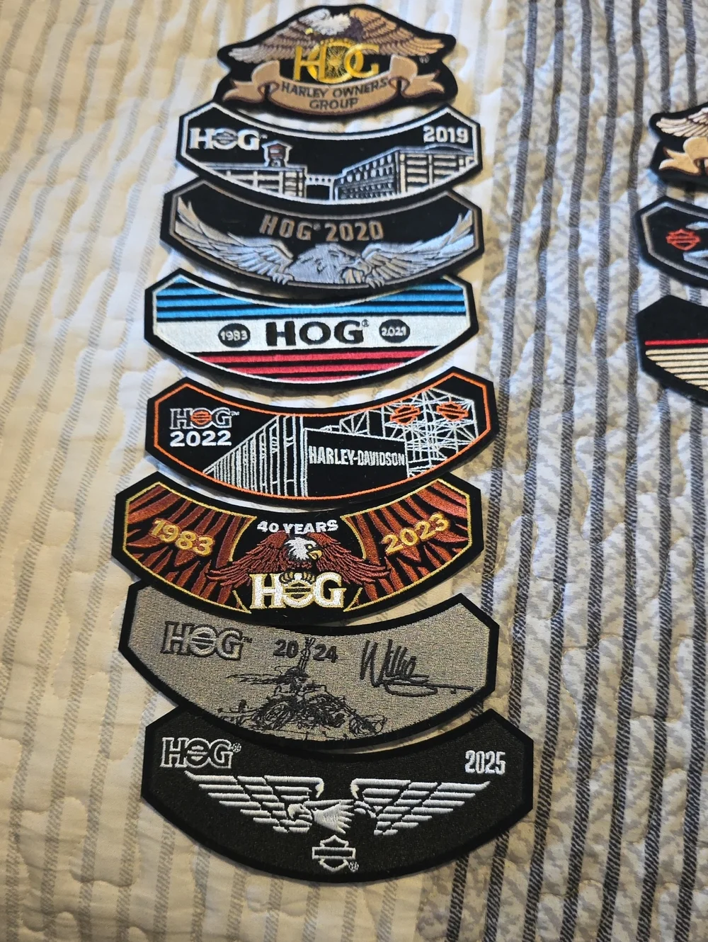 Harley-Davidson Embroidered H.O.G. Patch Collection - Black, Gold, Blue, Red